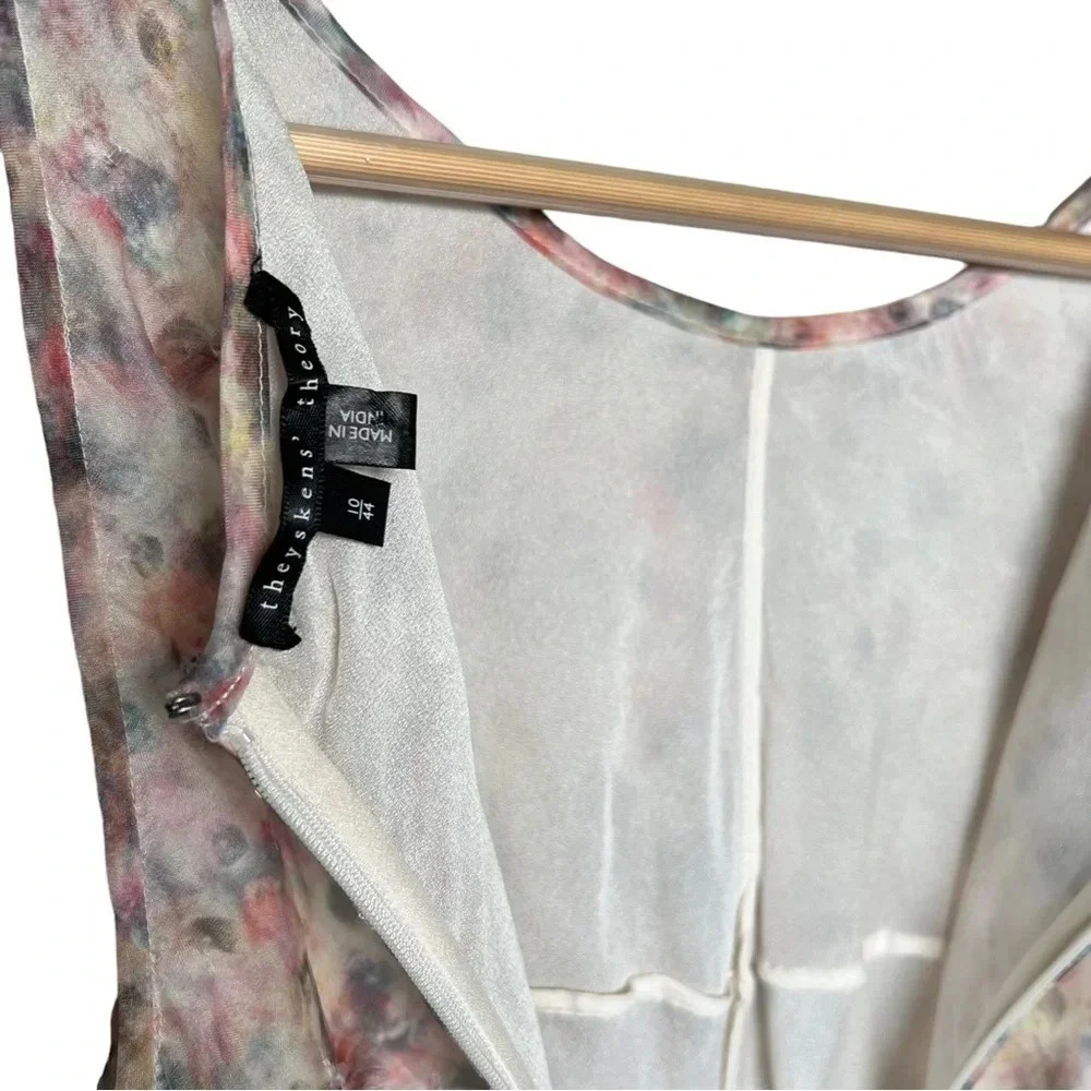 Theyskens' Theory Dora Iviar Dress 100% silk Size 10 Pastel Embellished A-Line - Picture 6 of 6